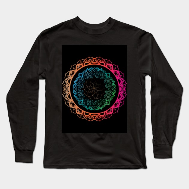 Colourful Mandala Graphic Hindi Art Design Long Sleeve T-Shirt by WonderfulHumans